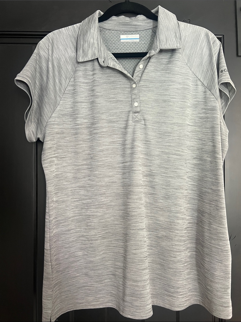 Columbia Women's Heather Light Gray Short-Sleeve Button Polo